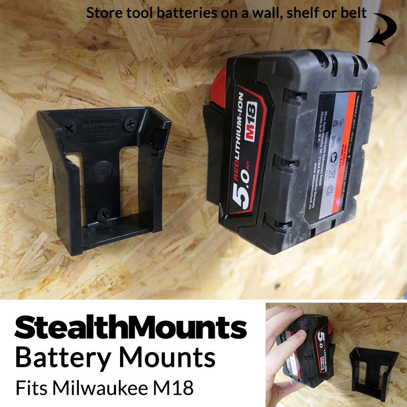 5X Battery Mounts For MILWAUKEE M18 18V Storage Shelf Rack Stand Holder Slots UK