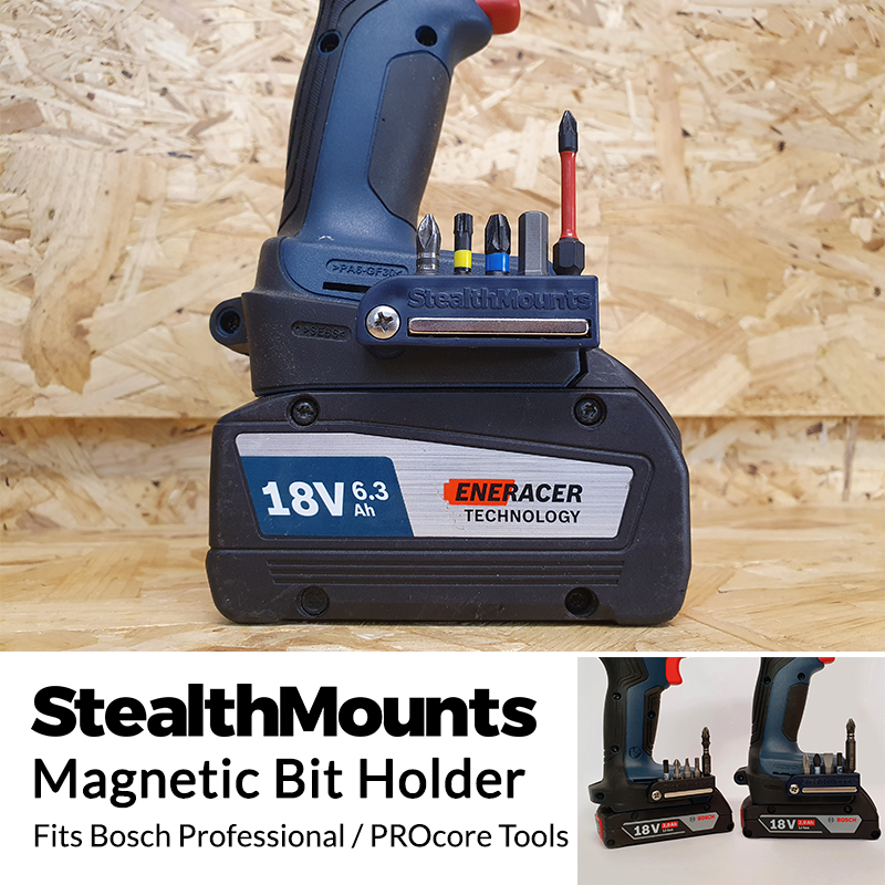 2x BLACK BIT HOLDER for BOSCH 18v PROFESSIONAL / PROcore Tools