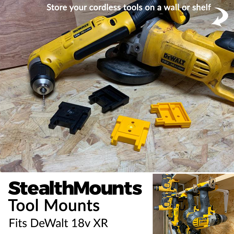 Stealthmounts Battery Mounts; Dewalt XR Range; Yellow (YEL); Pack (6) - Kirby and Wells